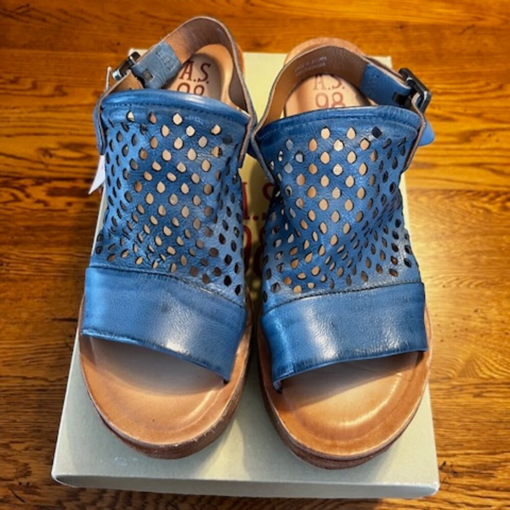 A.S.98 NORMIE Wedge Sandal, Blue, Size 40 EU (NWT)